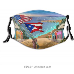 Puerto Rico Flag Face Mask Funny Puerto Mask Comfortable Reusable Bandana Adjustable Scarf For Adult With 2 Filters at  Men’s Clothing store