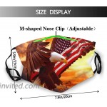 QIPNVY Bald Eagle Flag Mask - Washable Windproof Mouth Cover for Adults Adjustable Nose Wire Patriotic Bald Eagle 4 Pcs Face Masks 10 Pcs Filters at Men’s Clothing store