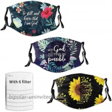 Religious Flowers Bible Quataions Christian Face Fashion Washable Dust Windproof Mask Reusable 3pcs Face Cover with Filters Men's Women's Gift at  Women’s Clothing store
