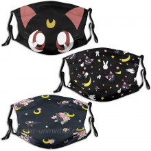 Sailor Moon 3Pcs Unisex Anti Dust Face Mask Reusable Washable Adjustable Tightness with Button Face Mask for Men Women at  Men’s Clothing store