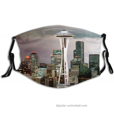 Seattle Skyline Cloth Face Mask Washable Adjustable Bandanas Balaclava Dust-Proof Print Reusable Fabric Mask with 2 Pcs Filters for Adults White at  Men’s Clothing store