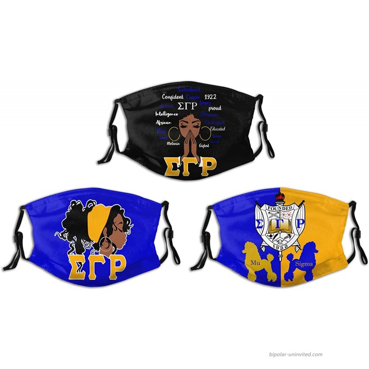 Sigma Gamma Rho Men'S Women'S Face Protective Balaclava Mouth Cover With Windproof Dustproof Adjustable Elastic Strap 3pcs at Men’s Clothing store