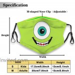 Soft Mike Wazowski Face Print Face Masks for Outdoor Medium Black at Men’s Clothing store