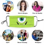 Soft Mike Wazowski Face Print Face Masks for Outdoor Medium Black at Men’s Clothing store