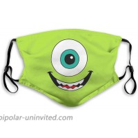 Soft Mike Wazowski Face Print Face Masks for Outdoor Medium Black at  Men’s Clothing store