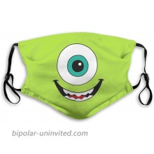 Soft Mike Wazowski Face Print Face Masks for Outdoor Medium Black at  Men’s Clothing store