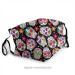 Sugar Skull Face Cover for Men Women Washable and Reusable Warm Protection for Outdoor at  Men’s Clothing store