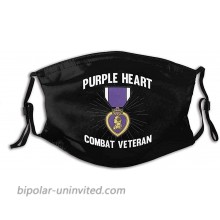Titafel Purple Heart Us Army Veteran Cloth Face Mask Reusable Adjustable Washable For Adult & Teens With 2 Filters at  Men’s Clothing store
