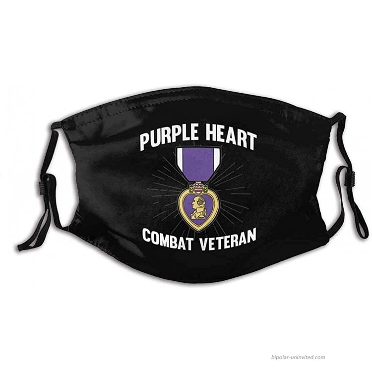 Titafel Purple Heart Us Army Veteran Cloth Face Mask Reusable Adjustable Washable For Adult & Teens With 2 Filters at Men’s Clothing store