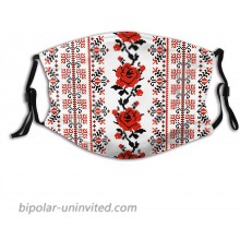 Ukrainian Embroidery Style Rose Face Mask Washable and Reusable Adjustable Dust Masks Cover at  Men’s Clothing store