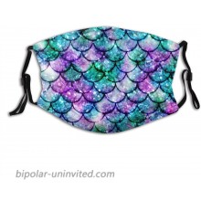 UNSUWU Mermaid Tail Scales Reusable Washable Face Bandanas Funny Pattern Adjustable Earloop Breathable at  Men’s Clothing store