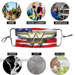 Wonder Woman Face mask can Clean 3PC Including 6 Filter Tips Reusable Men and Women Balaclava Masks Adjustable Cloth Masks at Men’s Clothing store
