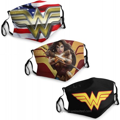 Wonder Woman Face mask can Clean 3PC Including 6 Filter Tips Reusable Men and Women Balaclava Masks Adjustable Cloth Masks at  Men’s Clothing store
