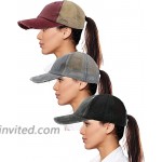 ABUDDER 3 Pack Ponytail Hat Baseball Cap Adjustable Mesh Trucker Baseball Cap Hat Hat Sun Hats for Men Women Black&Grey&red