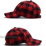 Black and Red Checked Print Baseball Cap Soft Plaid Print Outdoor Hat Cap at Women’s Clothing store