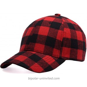 Black and Red Checked Print Baseball Cap Soft Plaid Print Outdoor Hat Cap at  Women’s Clothing store