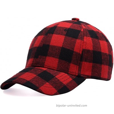 Black and Red Checked Print Baseball Cap Soft Plaid Print Outdoor Hat Cap at  Women’s Clothing store