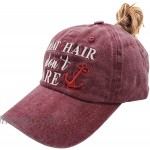 Boat Hair Don't Care Women's Ponytail Baseball Cap Vintage Distressed Dad Hat 2 PCS at Women’s Clothing store