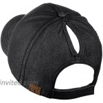 C.C Ponycap Messy High Bun Ponytail Adjustable Cotton Baseball Cap Hat Black Denim at Women’s Clothing store