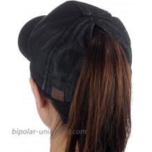 C.C Ponycap Messy High Bun Ponytail Adjustable Cotton Baseball Cap Hat Black Denim at  Women’s Clothing store