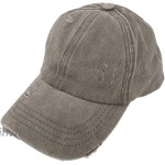 C.C Ponytail Ladder Messy Buns Ponycaps Baseball Visor Cap Dad Hat Distressed Gray at Women’s Clothing store