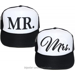Classy Bride Mr. and Mrs. Trucker Hat Set Black White at  Women’s Clothing store