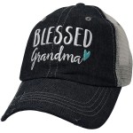 COCOVICI Blessed Grandma Embroidered Baseball Hat Mesh Trucker Style Hat Cap Mothers Day Pregnancy Announcement Dark Grey at Women’s Clothing store