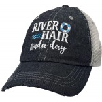 COCOVICI River Hair Kinda Day Embroidered Baseball Hat Mesh Trucker Style Hat Cap Float River Hat Dark Grey at Women’s Clothing store