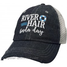 COCOVICI River Hair Kinda Day Embroidered Baseball Hat Mesh Trucker Style Hat Cap Float River Hat Dark Grey at  Women’s Clothing store