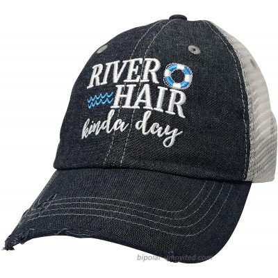 COCOVICI River Hair Kinda Day Embroidered Baseball Hat Mesh Trucker Style Hat Cap Float River Hat Dark Grey at  Women’s Clothing store