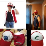 Combination Packaging Pokemon Ash Ketchum Baseball Snapback Cap Hat for Adult Embroidered Adjustable Red 3in1 at Men’s Clothing store