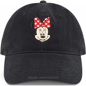 Concept One Disney's Minnie Mouse Washed Cotton Adjustable Baseball Cap with Curved Brim Black One Size at  Women’s Clothing store