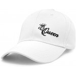 Embroidered King and Queen Couple Matching 2 in one Order Caps Adjustable Baseball Hat White Queen at Men’s Clothing store