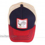 Embroidered Rooster Men's Animal mesh Farm Trucker hat Patch Baseball Cap Black at Men’s Clothing store