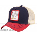Embroidered Rooster Men's Animal mesh Farm Trucker hat Patch Baseball Cap Black at Men’s Clothing store