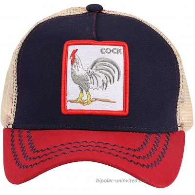 Embroidered Rooster Men's Animal mesh Farm Trucker hat Patch Baseball Cap Black at  Men’s Clothing store
