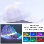 FamilyeShop Light Up Baseball Cap White Luminous LED Baseball Cap 7 Colors Glow Hat for Men Women USB Rechargeable Light Up Caps for Night Time Halloween Christmas Party Club at Men’s Clothing store