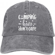 Happy Camper Hat Unisex Baseball Caps Camping Hair Don't Care Denim Dad Hat Printed Summer Adjustable Camping Hat