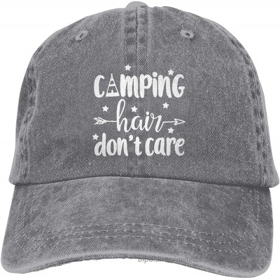 Happy Camper Hat Unisex Baseball Caps Camping Hair Don't Care Denim Dad Hat Printed Summer Adjustable Camping Hat