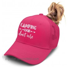 HHNLB Camping Hair Don't Care Ponycap Messy High Bun Ponytail Adjustable Mesh Trucker Baseball Cap Hat for Women Rose Red at  Women’s Clothing store