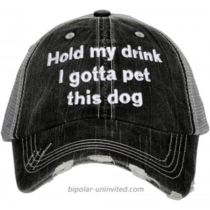 KATYDID Hold My Drink I Gotta Pet This Dog Baseball Cap - Trucker Hat for Women - Stylish Cute Ball Cap Gray Black at  Women’s Clothing store