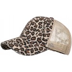 KORADI Womens Distressed Baseball Cap Athletic Trucker Hat with Mesh Criss Cross Detail Dad Hat Velcro Ponytail Strapback Hat Leopard at Women’s Clothing store
