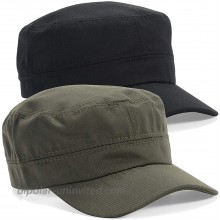 LERTREE 2Pcs Adjustable Unisex Flat Top Twill Classical Baseball Cap Military Hat 22-23.6 in Cadet Cap Green+Black at  Men’s Clothing store