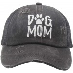 OASCUVER Women's Dog Mom Hat Ponytail Adjustable Vintage Washed Distressed Denim Baseball Dad Cap at Women’s Clothing store