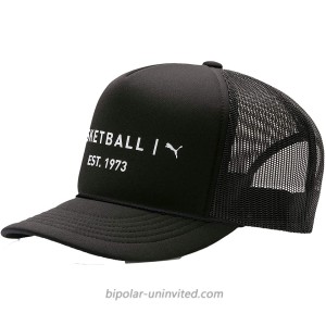 PUMA Basketball Flat Brim Mesh Adjustable Snapback Trucker Hat Black at  Men’s Clothing store