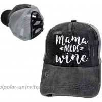 R2N fashions MOM Mama Mom Life Trucker Hats mom Mama Ponytail caps Washed Distressed Mom Hats with Sayings Mama Needs Wine at  Women’s Clothing store