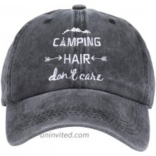 Rosoz Women's Embroidered Camping Hair Don't Care Vintage Adjustable Baseball Cap Dad Hat at  Women’s Clothing store