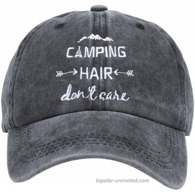 Rosoz Women's Embroidered Camping Hair Don't Care Vintage Adjustable Baseball Cap Dad Hat at  Women’s Clothing store
