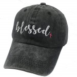 Waldeal Women's Embroidered Blessed Mama Baseball Caps Adjustable Distressed Vintage Dad Hat All Black at Women’s Clothing store