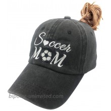Waldeal Women's Embroidered Soccer Mom Ponytail Hat Messy High Bun Ponycap Black at  Women’s Clothing store